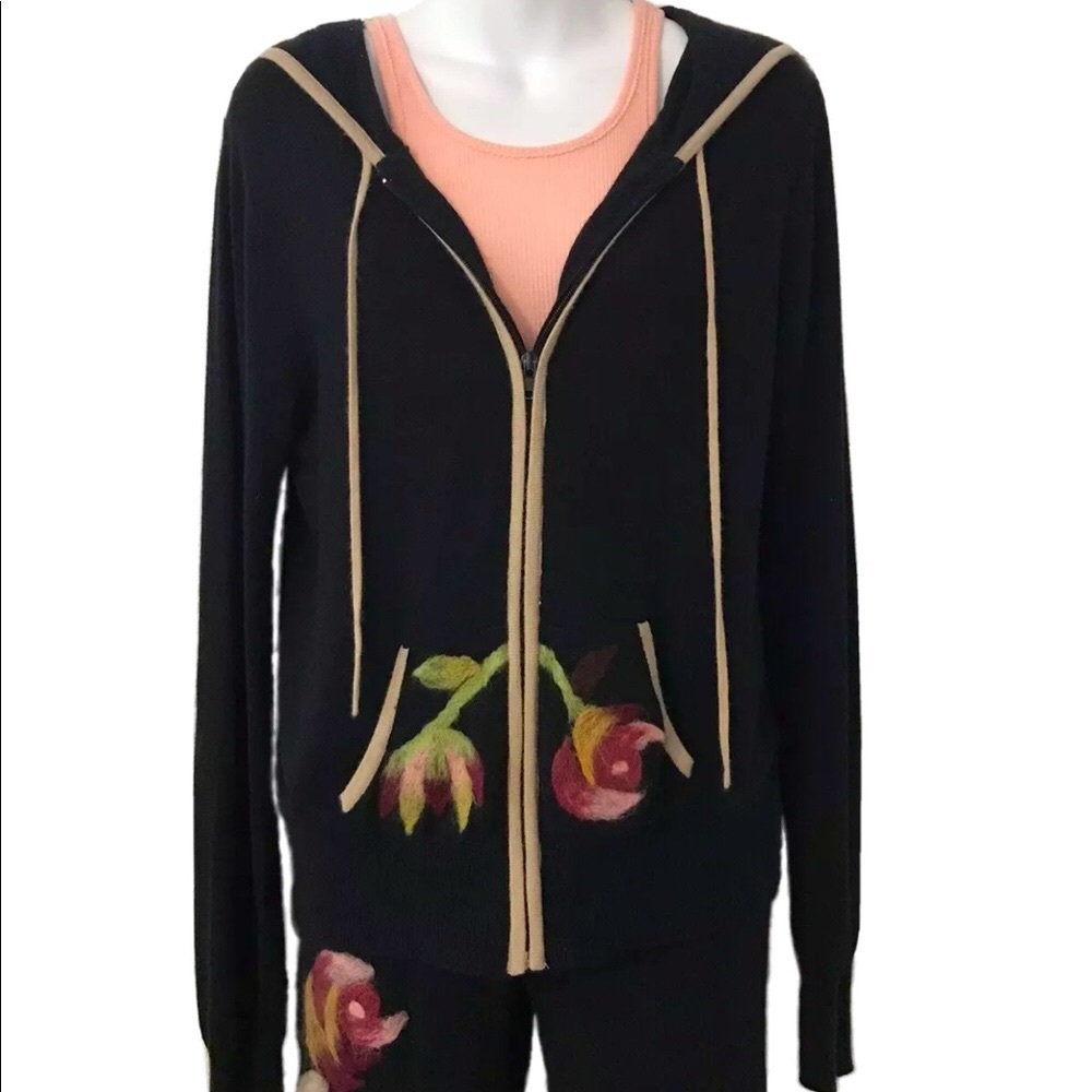 Fifi Collection Matching Black Floral Cashmere Jumpsuit